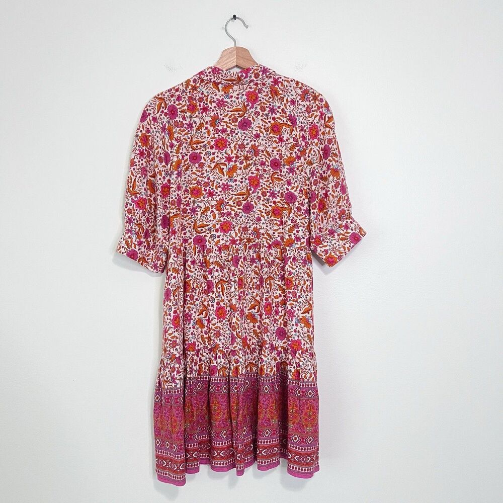 Natural Life Becca Dress Small Pink Floral Pockets NWOT Boho Tiered Cottage - Picture 8 of 11